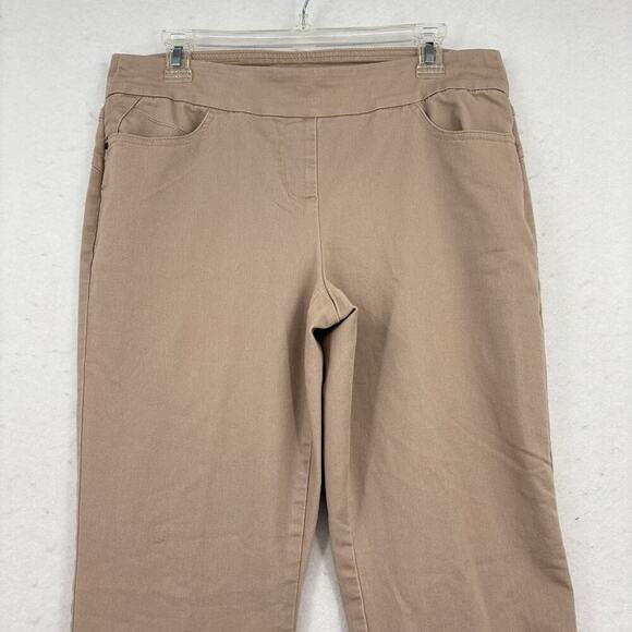 Coral Bay Ankle Pant Womens Size 8 Petite Light Tan Pull On Stretch Slim Leg - Picture 2 of 11